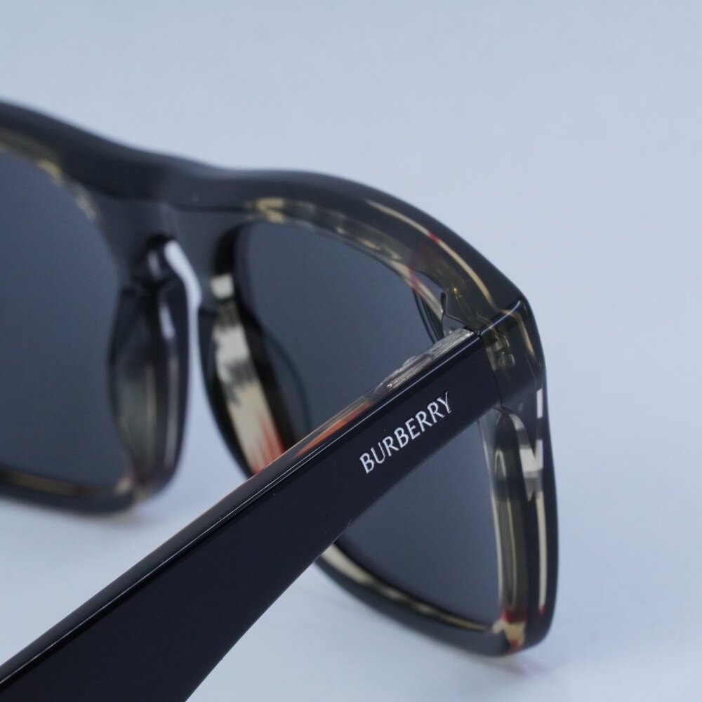 Burberry BE4434 412187 Sunglasses Black on Vintage Square Frame, Grey Lenses - Picture 5 of 10